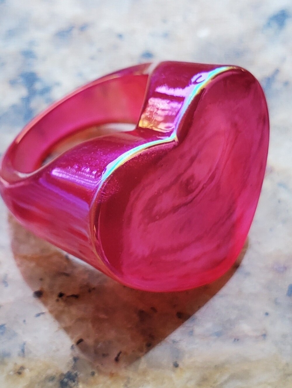 Pink Heart Iridescent Resin Ring - Picture 3 of 5